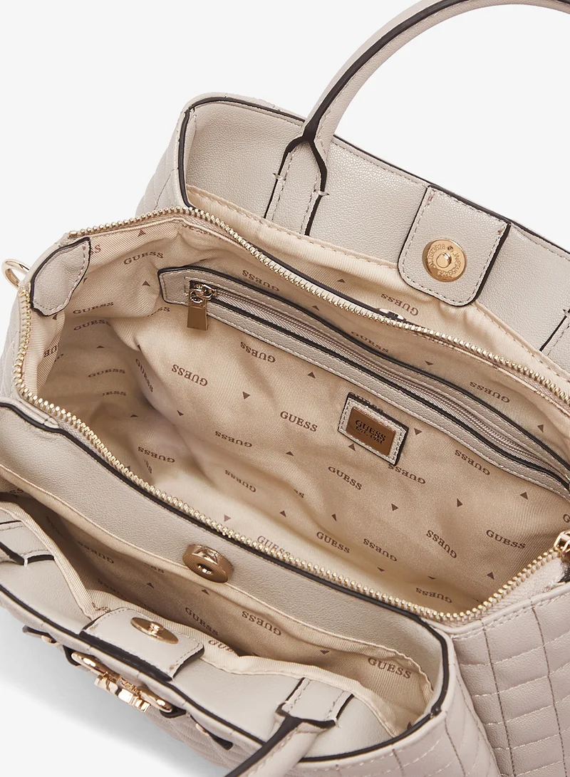 Guess Light Taupe Nadira Girlfriend Satchel Bag for Women | Best Price UAE